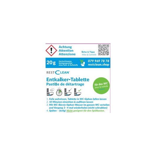 Entkalker-Tabletten (Box à 15 Stk.) als hochwirksames Reinigungsmittel für das WC - RESTCLEAN