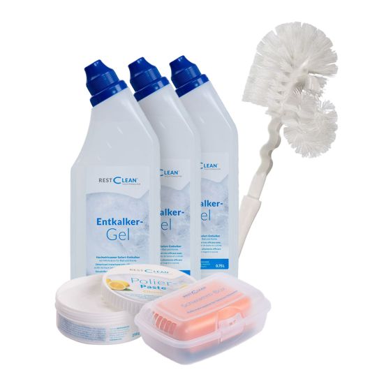 Aktionsset Reinigung und Pflege mit restclean®WC-Bürste weiss