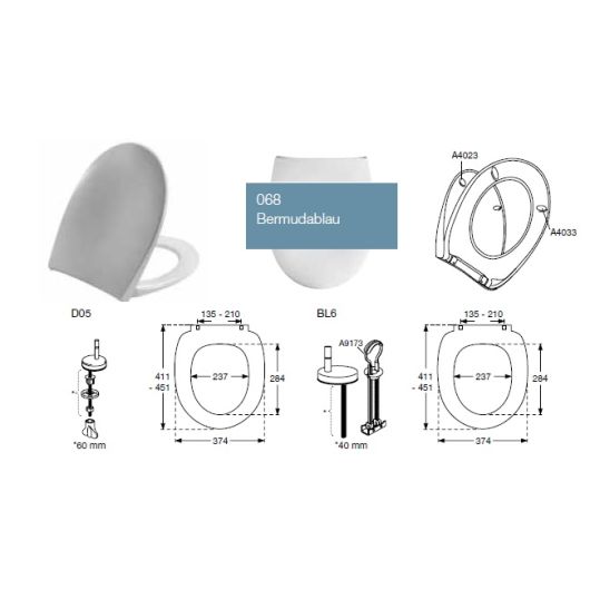 WC-Sitz mit Deckel "Bermudablau" mit Absenkautomatik aus Duroplast Pressalit Scandinavia Plus
