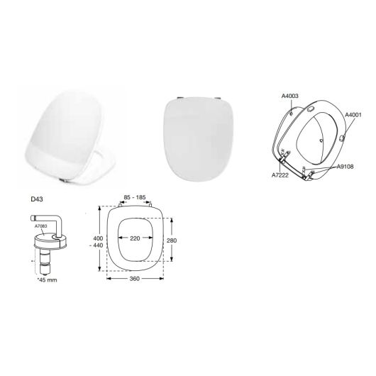 WC-Sitz mit Deckel weiss mit Absenkautomatik aus Duroplast Pressalit Aqua