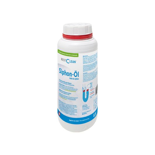 Siphon-Öl in der Flasche (0.5 Liter) als hochwirksame Sperrflüssigkeit für Ablaufsysteme - RESTCLEAN
